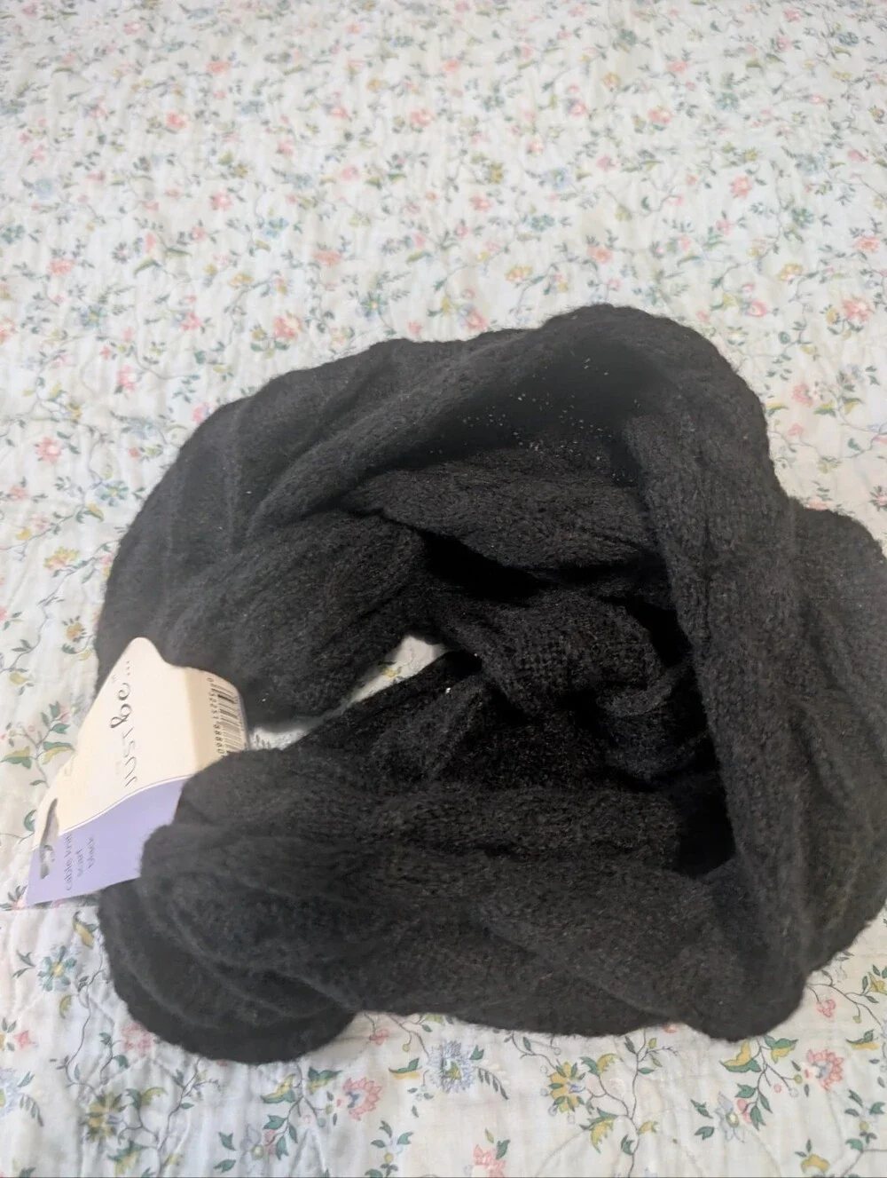 just be Black Knit Infinity Scarf